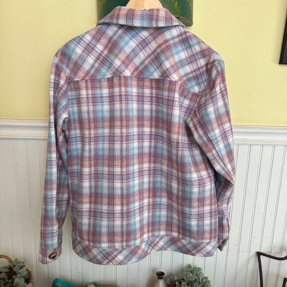 Kut from the Cloth M Flannel Button Down light jacket pink white - Picture 2 of 6
